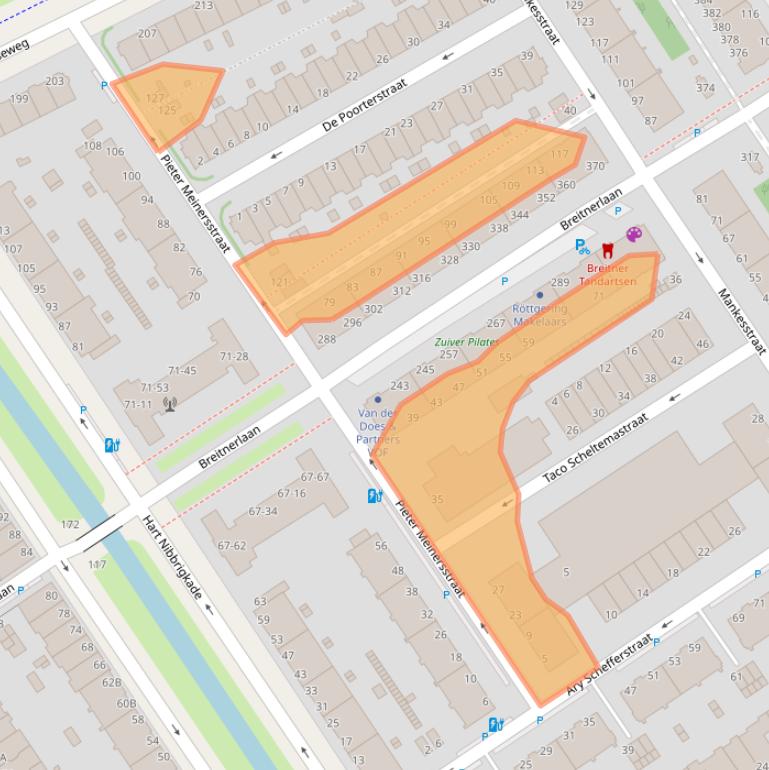 Kaart van postcodegebied 2597VK.