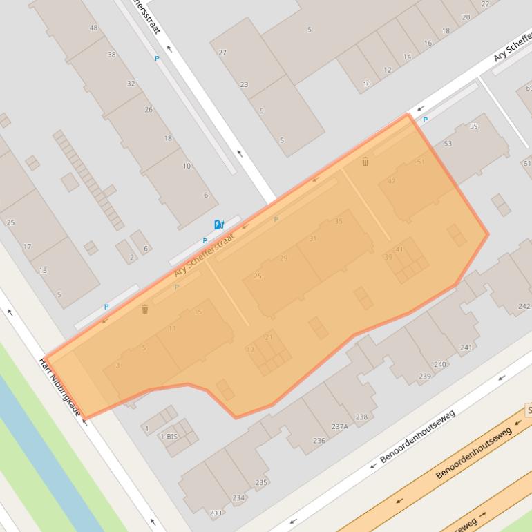 Kaart van postcodegebied 2597VN.