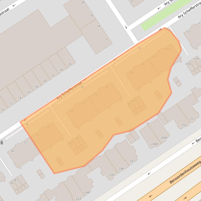 Kaart van postcodegebied 2597VP.