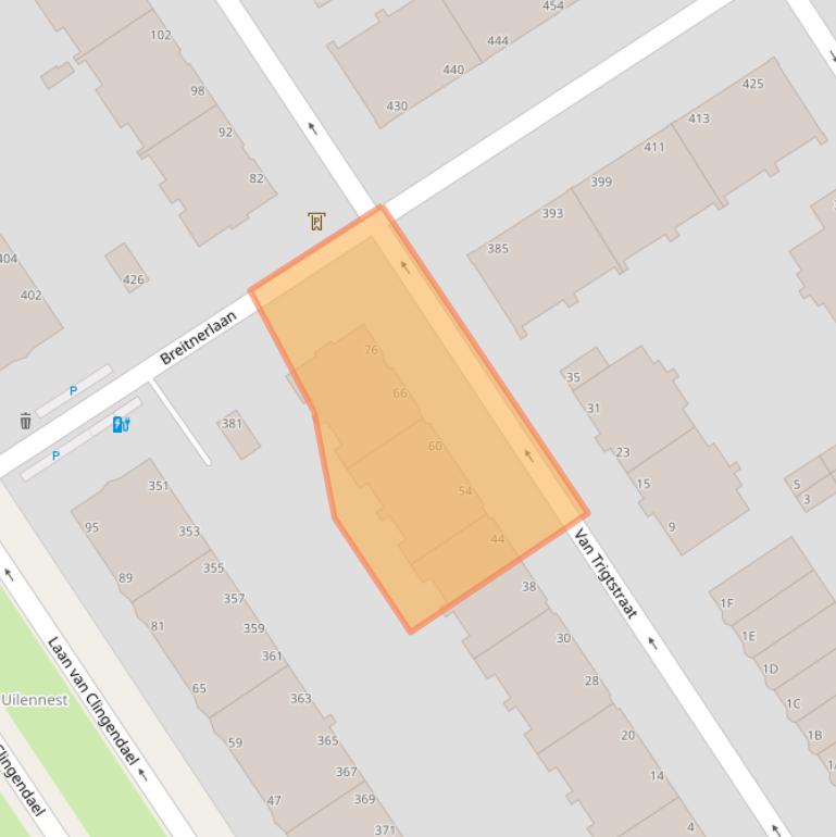 Kaart van postcodegebied 2597XA.