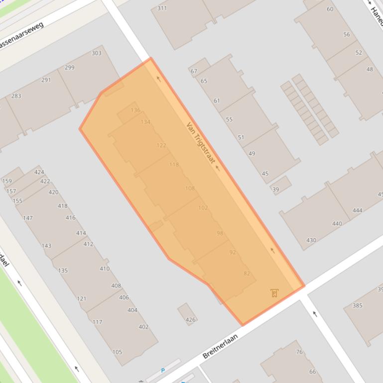 Kaart van postcodegebied 2597XB.