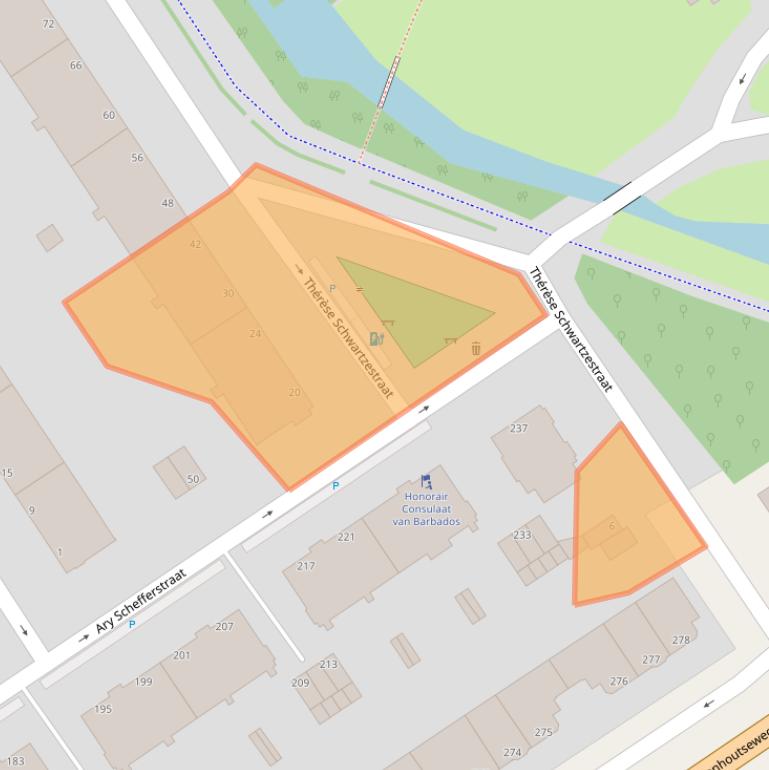 Kaart van postcodegebied 2597XJ.