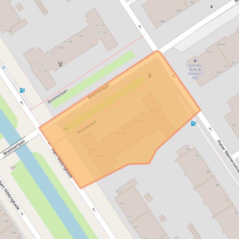 Kaart van postcodegebied 2597XR.