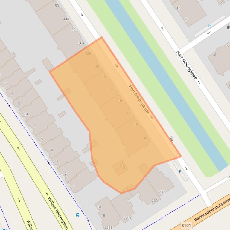 Kaart van postcodegebied 2597XV.