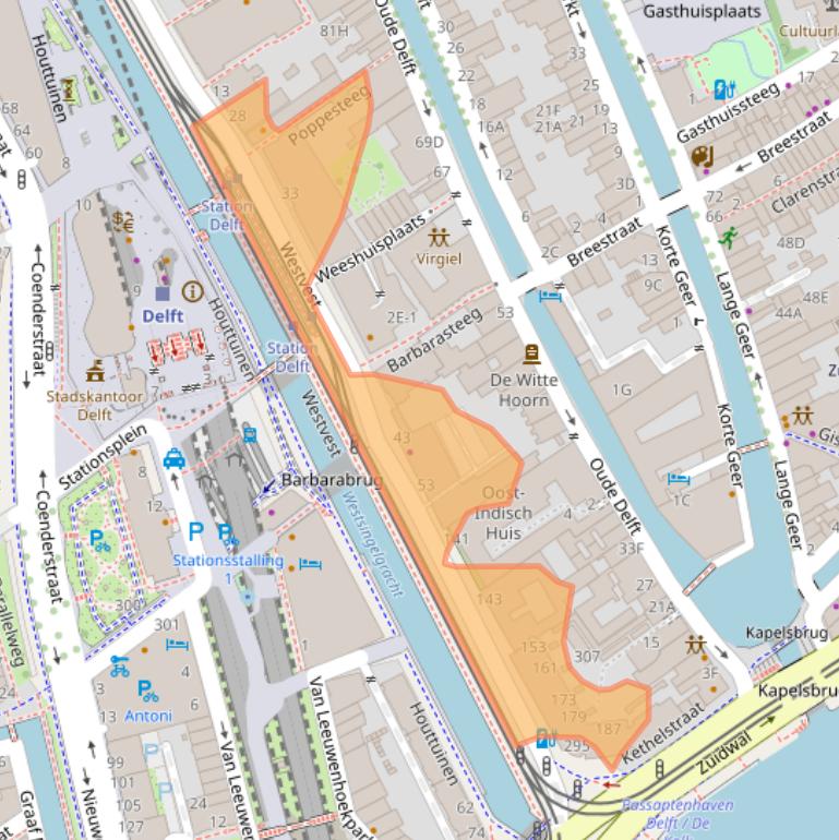 Kaart van postcodegebied 2611AZ.