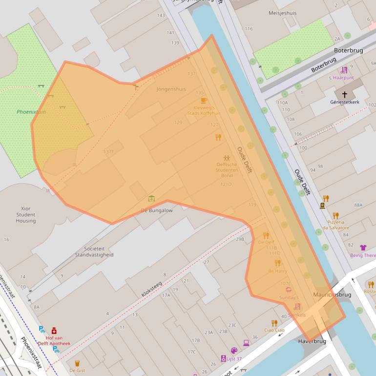 Kaart van postcodegebied 2611BE.