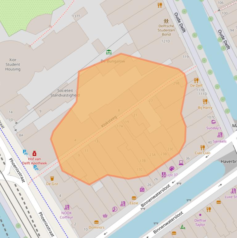 Kaart van postcodegebied 2611BL.