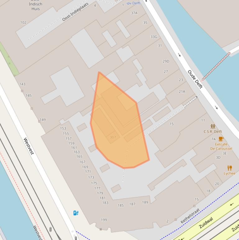 Kaart van postcodegebied 2611BX.