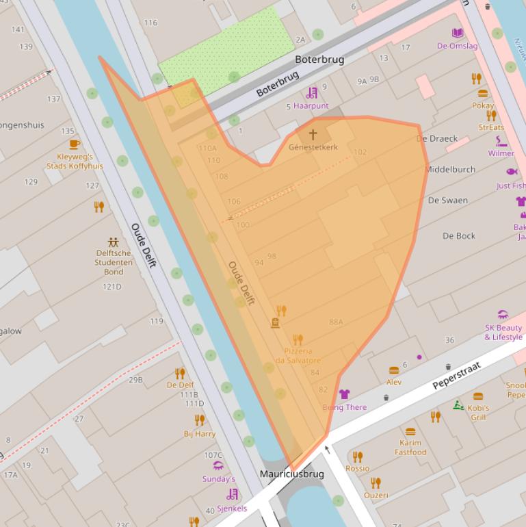 Kaart van postcodegebied 2611CE.