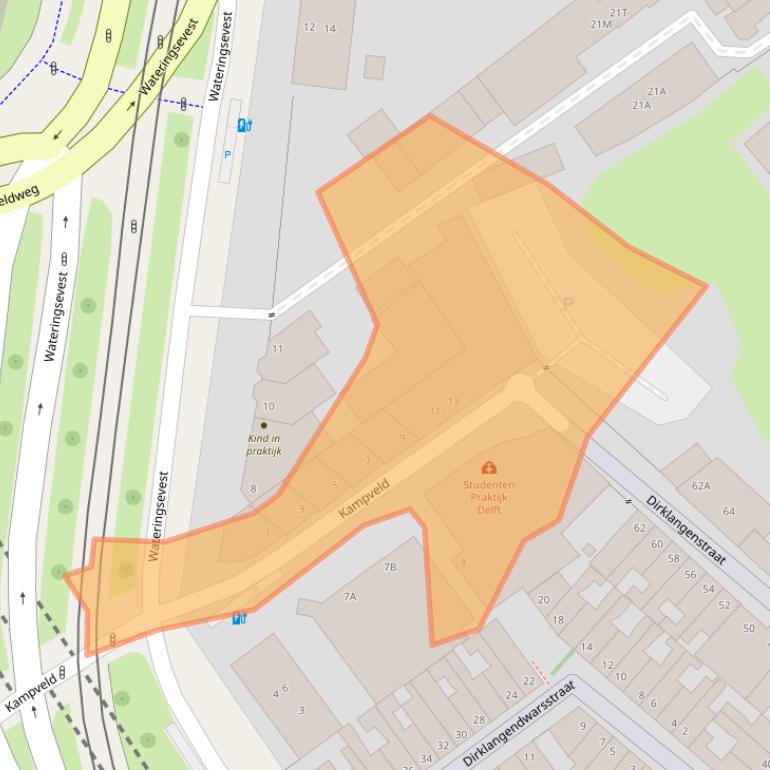 Kaart van postcodegebied 2611DA.