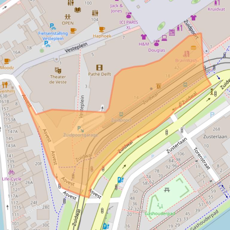 Kaart van postcodegebied 2611DD.