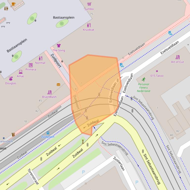 Kaart van postcodegebied 2611DJ.