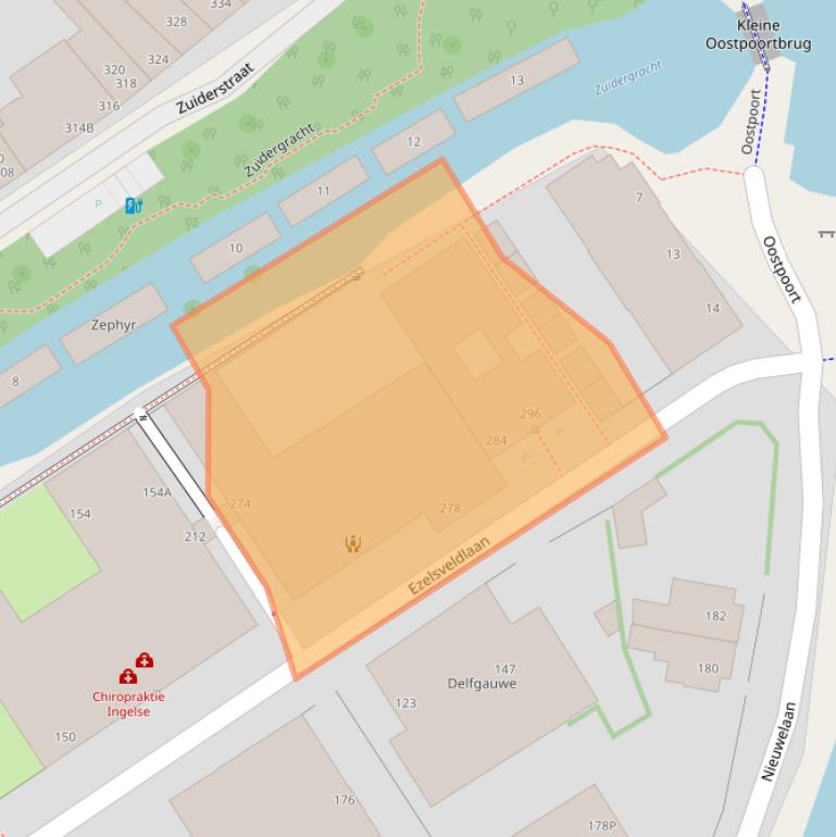 Kaart van postcodegebied 2611DL.