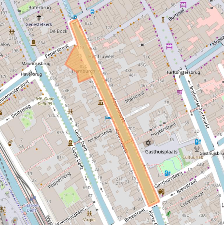 Kaart van postcodegebied 2611ED.