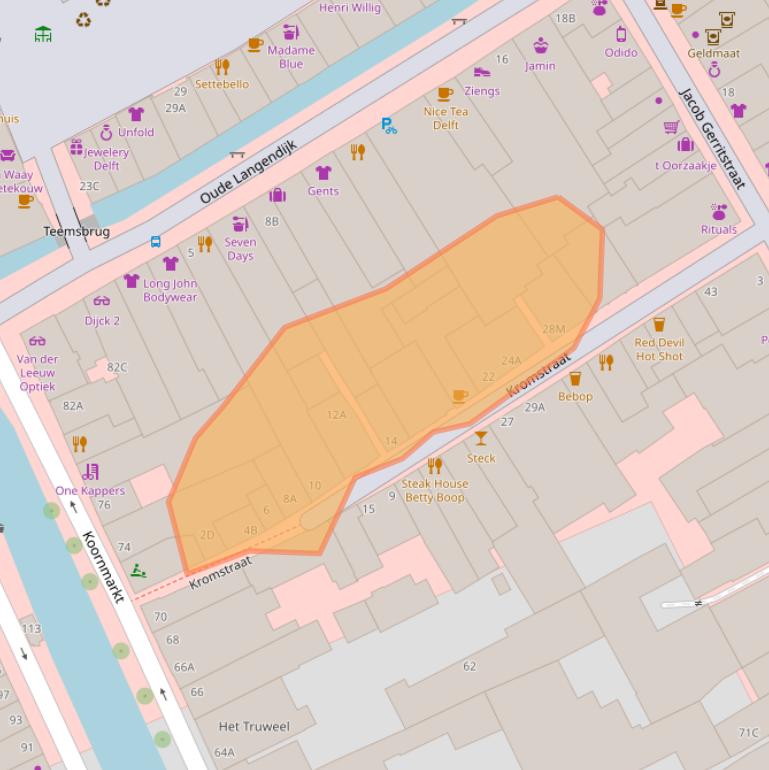 Kaart van postcodegebied 2611ER.