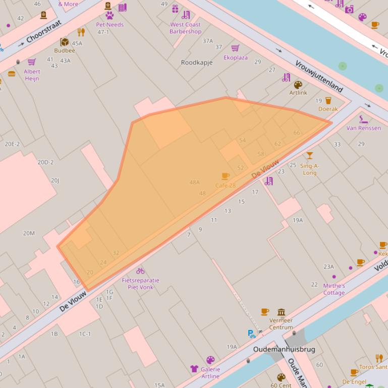 Kaart van postcodegebied 2611EZ.