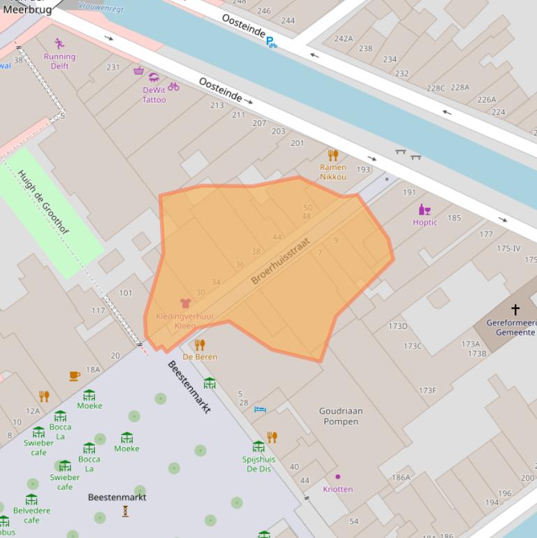 Kaart van postcodegebied 2611GD.