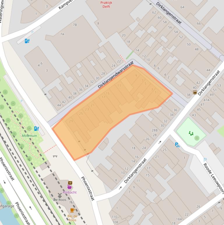 Kaart van postcodegebied 2611HZ.