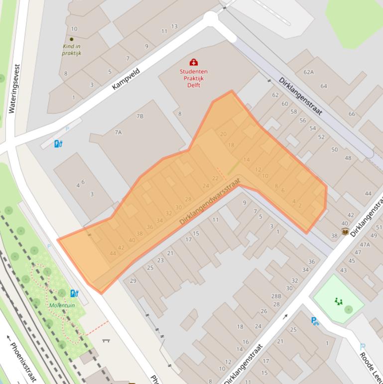 Kaart van postcodegebied 2611JA.