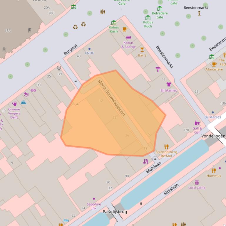 Kaart van postcodegebied 2611JN.