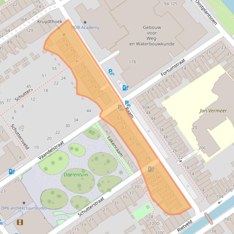 Kaart van postcodegebied 2611LS.