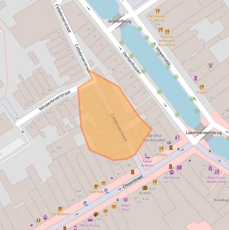 Kaart van postcodegebied 2611NA.