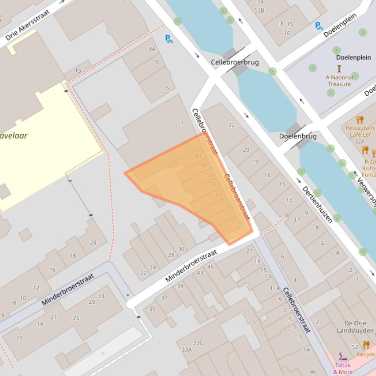 Kaart van postcodegebied 2611NB.