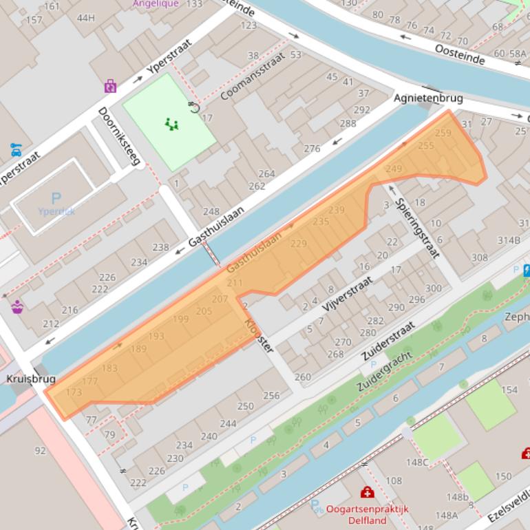 Kaart van postcodegebied 2611PZ.