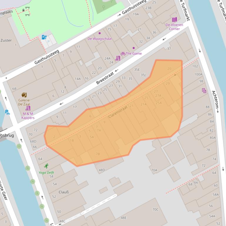 Kaart van postcodegebied 2611RD.