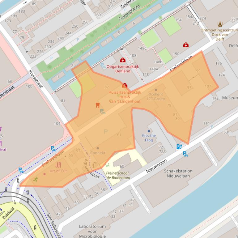 Kaart van postcodegebied 2611RV.