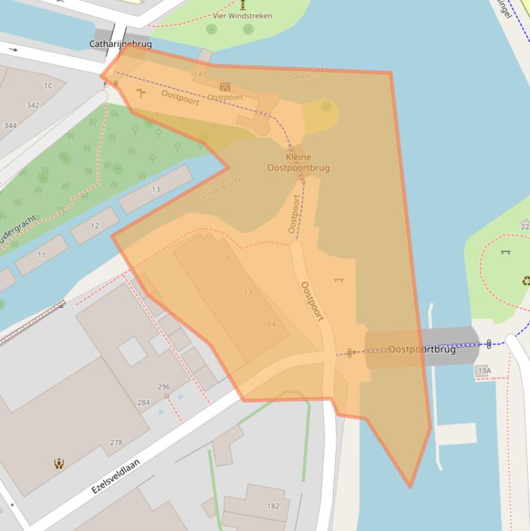 Kaart van postcodegebied 2611RZ.