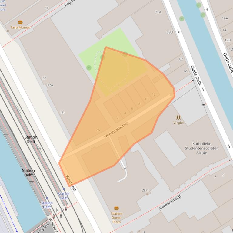 Kaart van postcodegebied 2611WJ.