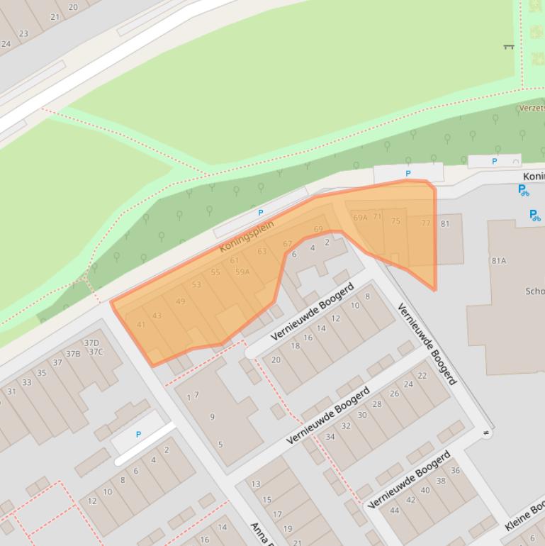 Kaart van postcodegebied 2611XE.