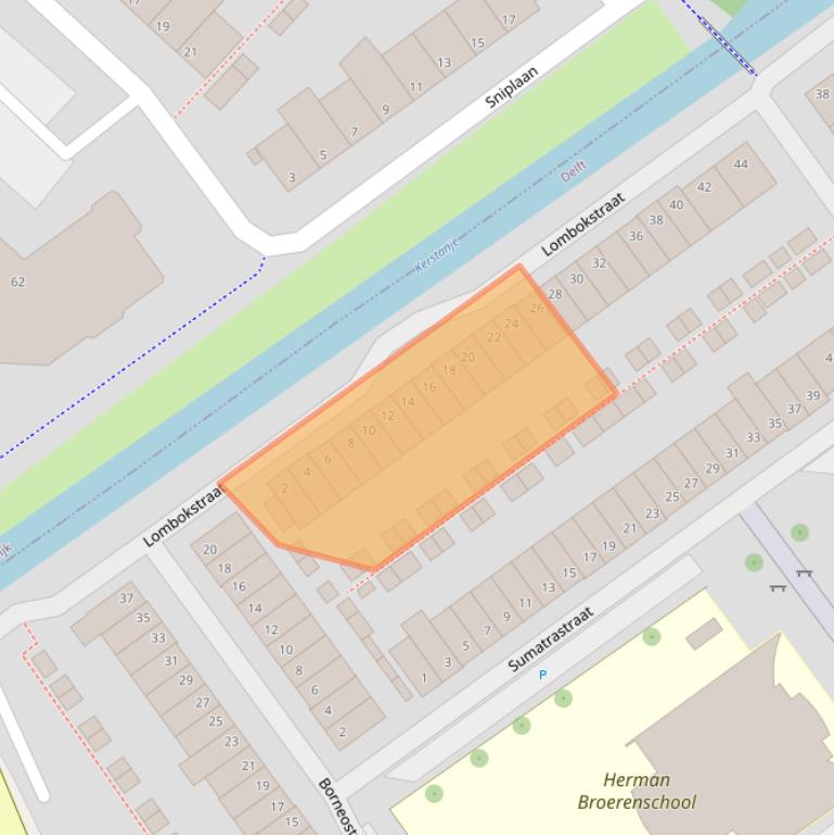 Kaart van postcodegebied 2612AA.