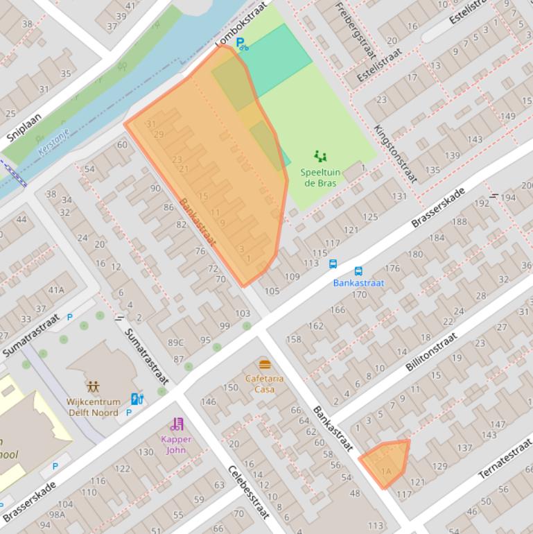 Kaart van postcodegebied 2612AE.