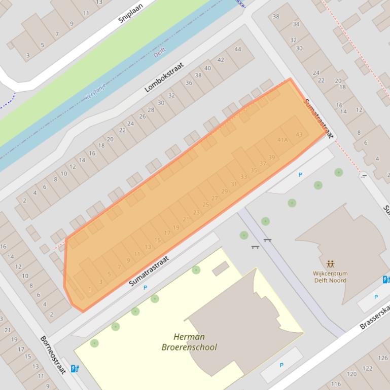 Kaart van postcodegebied 2612AL.