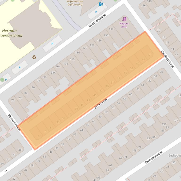 Kaart van postcodegebied 2612AP.