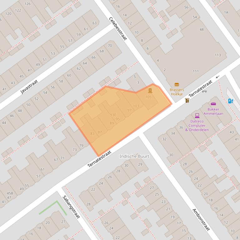 Kaart van postcodegebied 2612AZ.