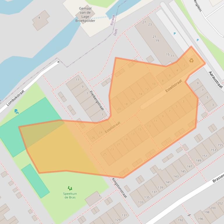 Kaart van postcodegebied 2612BS.
