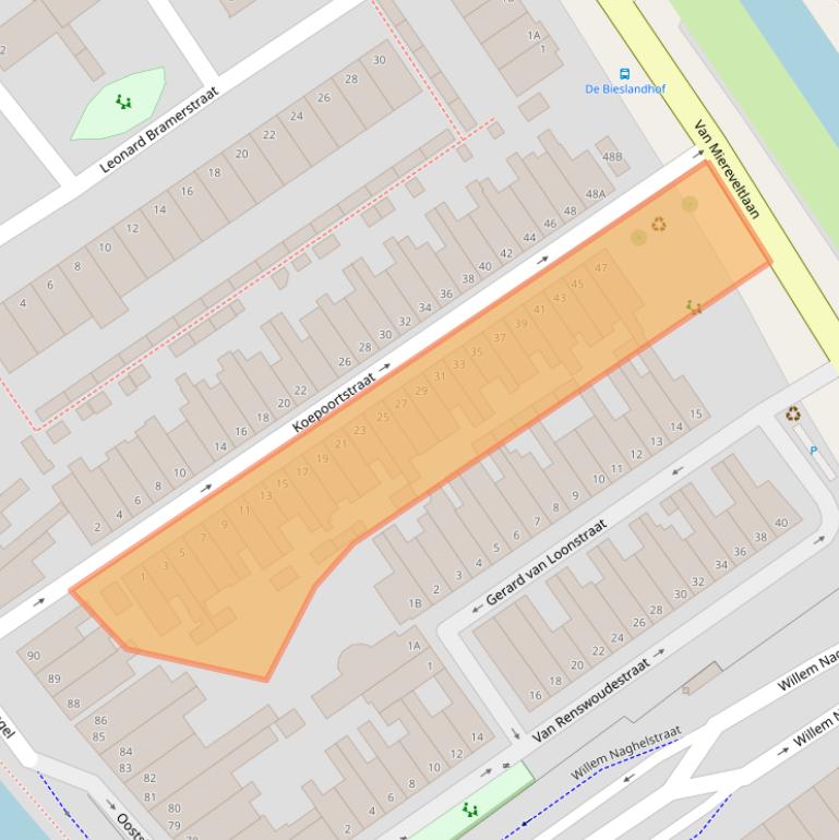 Kaart van postcodegebied 2612HS.