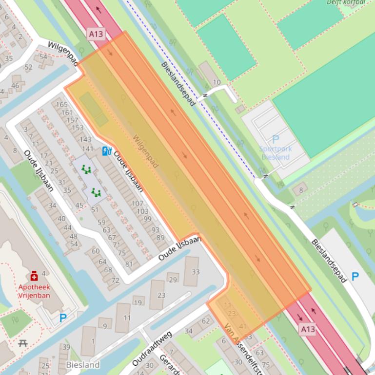 Kaart van postcodegebied 2612JA.