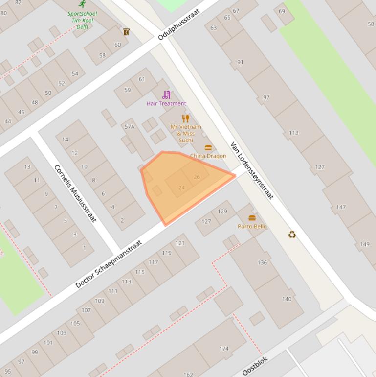 Kaart van postcodegebied 2612PM.