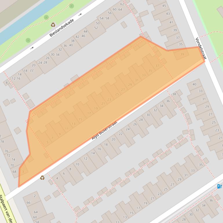 Kaart van postcodegebied 2612RJ.