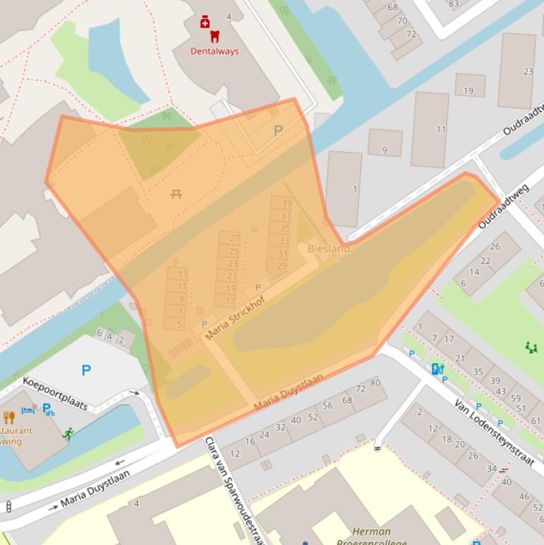 Kaart van postcodegebied 2612RT.