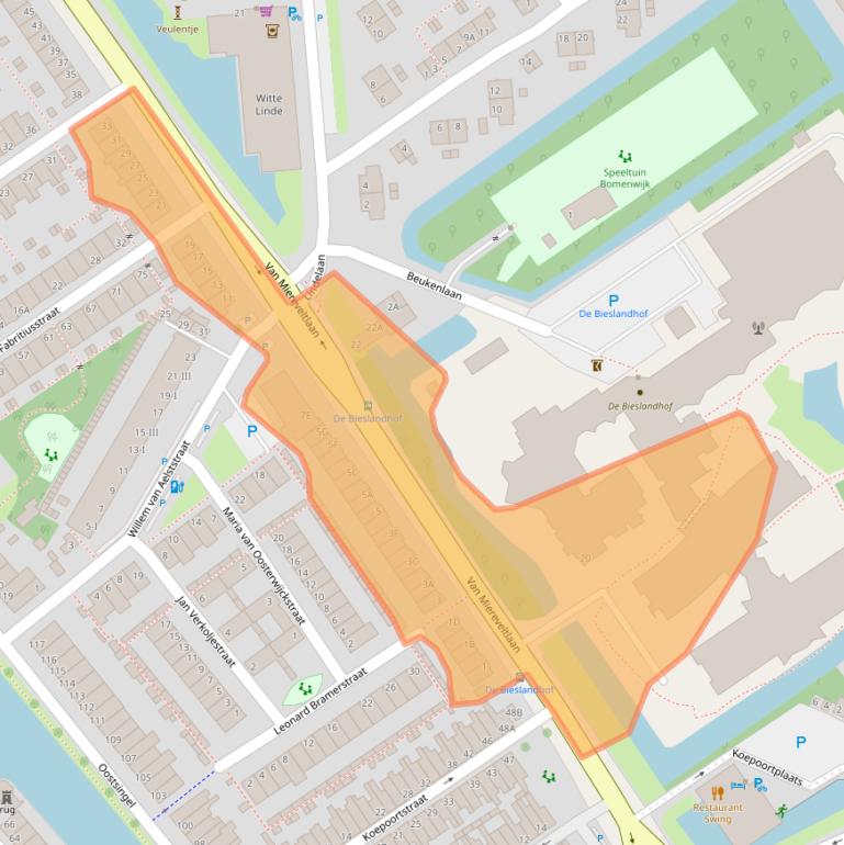 Kaart van postcodegebied 2612XE.