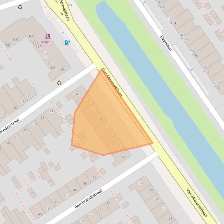 Kaart van postcodegebied 2612XH.