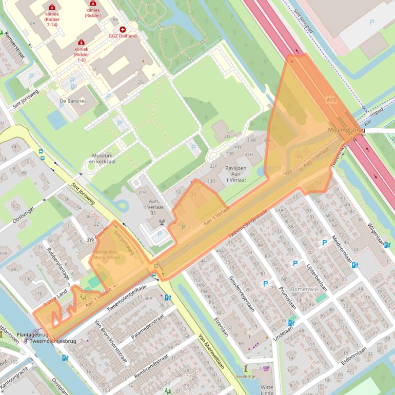 Kaart van postcodegebied 2612XZ.