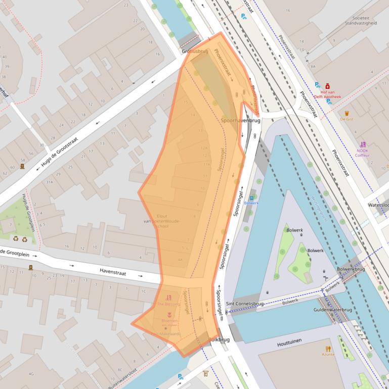 Kaart van postcodegebied 2613BD.