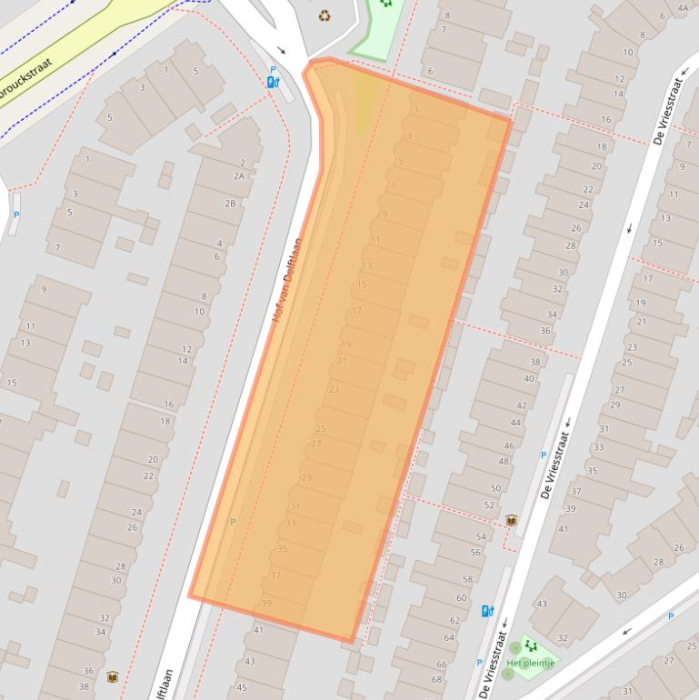 Kaart van postcodegebied 2613BJ.