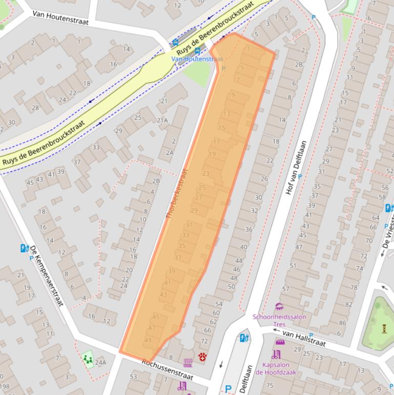 Kaart van postcodegebied 2613BT.